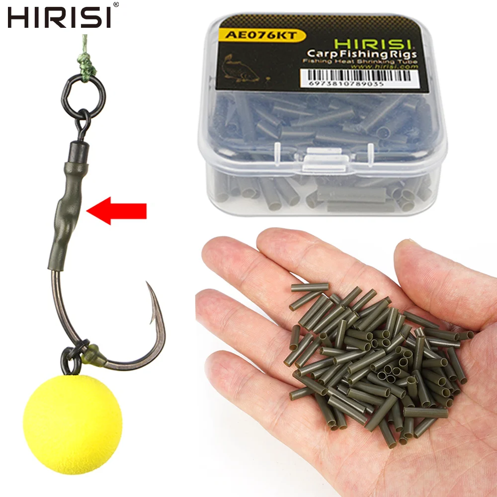 Hirisi 100 Stück Karpfenangeln Schrumpfschlauch Kit Anti-Tangle Hook Sleeves Ronnie Hair Rig Zubehör Langlebiges Angelgerät