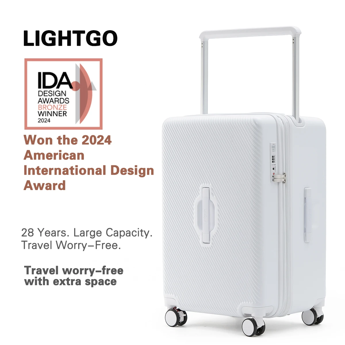 LIGHTGO 20 26 Valigia rigida da 28 pollici con caricatore USB, lucchetto TSA, 8 ruote (cabina da 20 pollici, bagaglio da 23 kg verificato da 26/28 pollici)