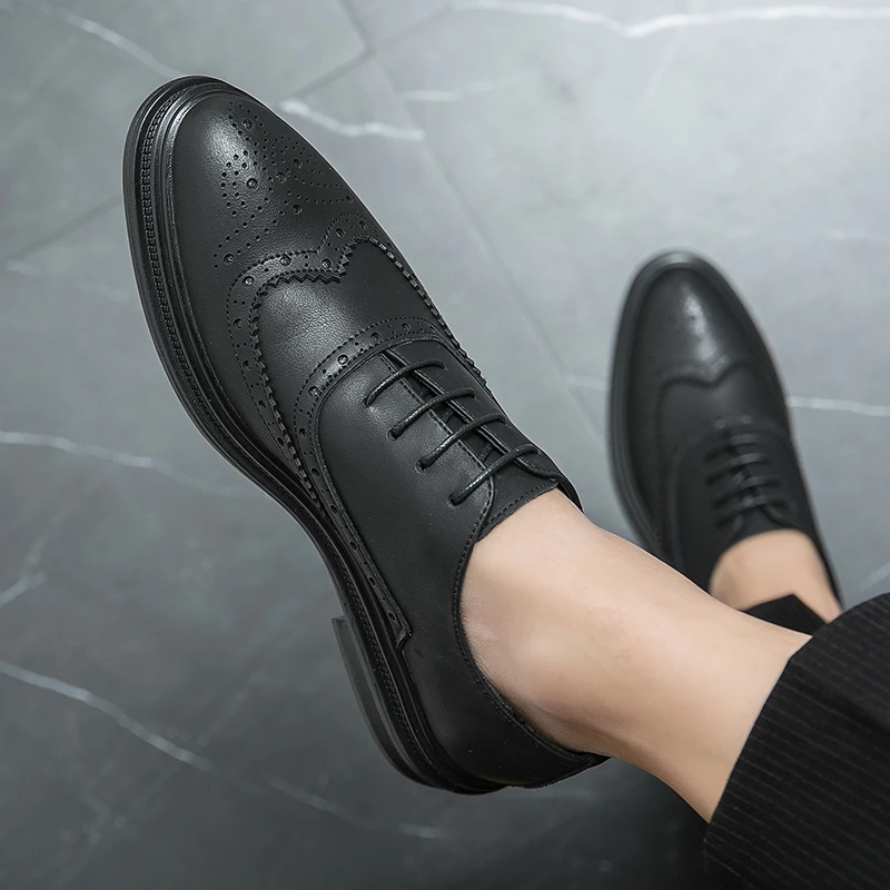 Classic genuine leather Duroc mesh breathable business casual leather shoes, wedding banquet, business work shoes