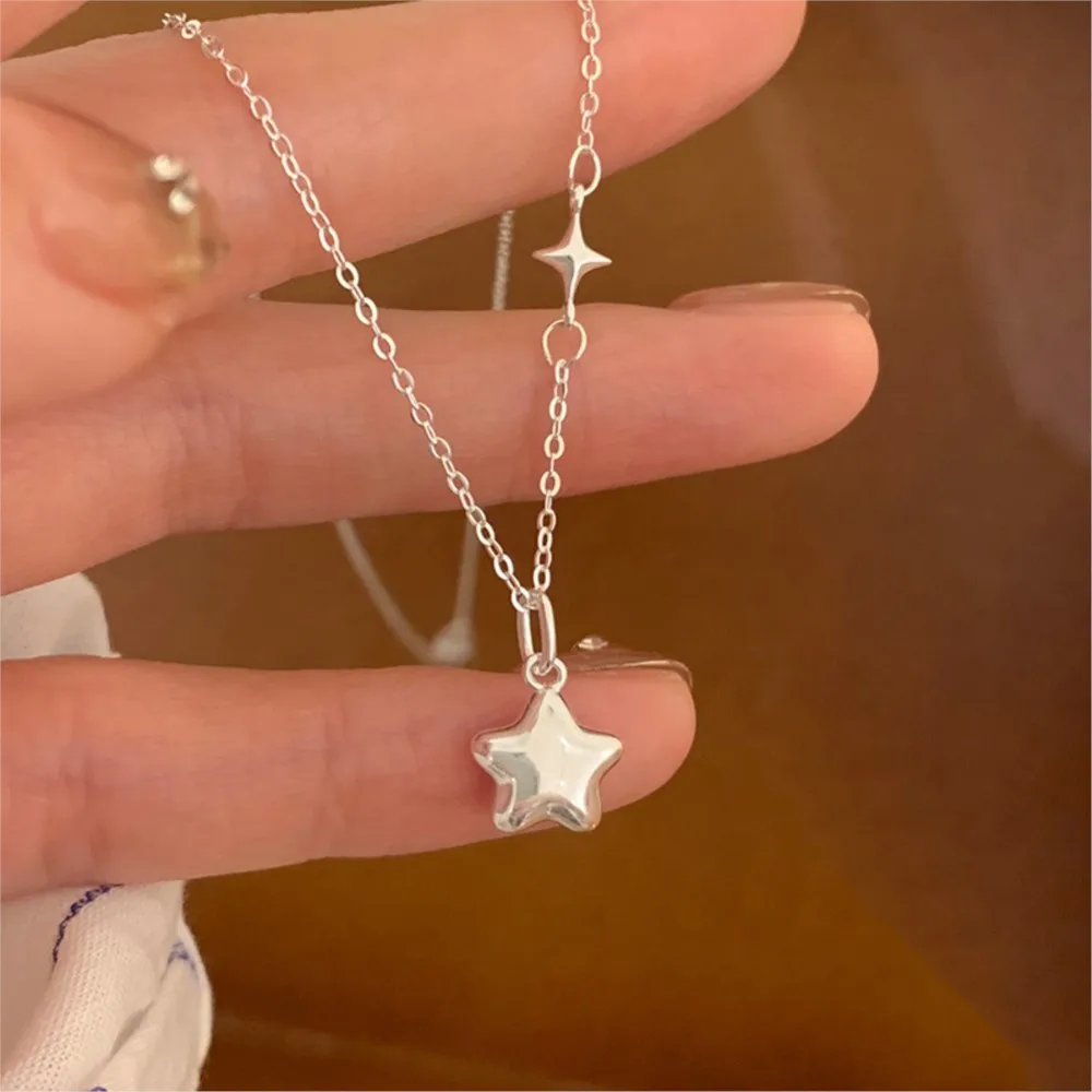 Light Luxury Bright Pentagonal Star Pendant Necklace for Women Exquisite Star Clavicle Chain Party Jewelry Gifts