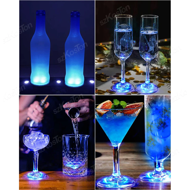 1/10/50pcs Luminous Coaster LED Bar Drinks Cup Pad Wine Liquor Bottles Coaster Atmosphere Light Cup Sticker Light-emitting Prop 2