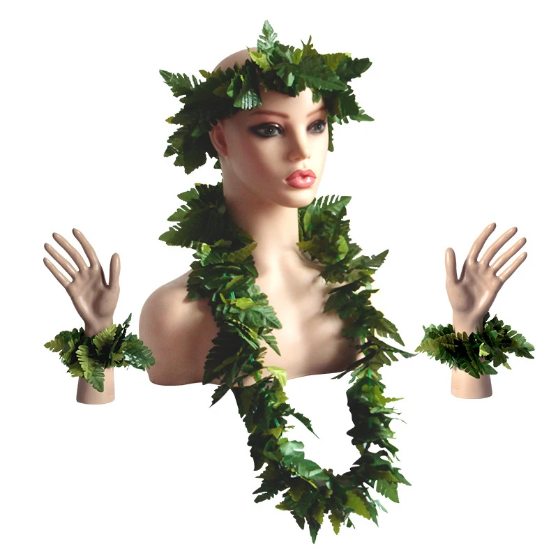 Guirlandes Hawaïennes Vertes - Lot De 4 Avec Feuilles Artificielles Pour Fête Tropicale