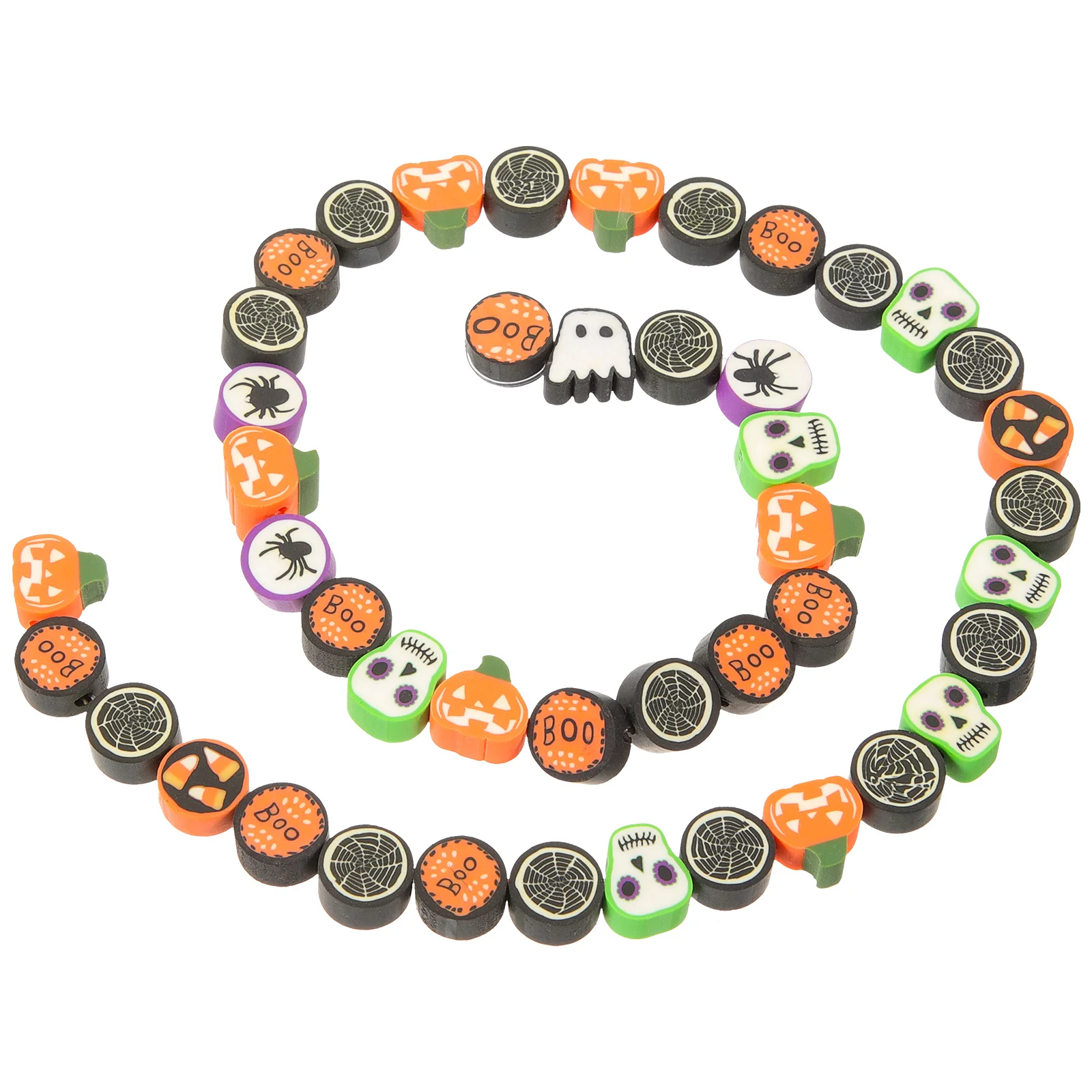 

40 Pcs Beaded Necklace Polymer Clay Slice Beads Halloween Bracelet Skull Accessories Handcrafted Decor Jewelry Making for