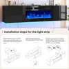 70" Floating Fireplace TV Stand, Wall Mounted Entertainment Center with 36" Electric Fireplace, Modern LED Light TV Console, Fl 6