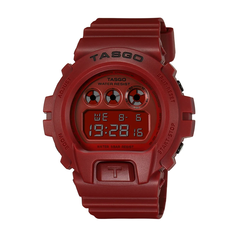 TASGO  T111 Sports Digital Quartz Men's Watch LED Auto Hand Lamp World Time Waterproof Oak Series