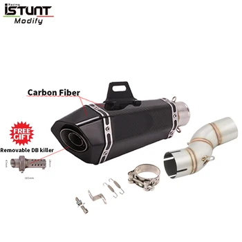 Motorcycle Exhaust Escape Moto Systems Modify Mid Pipe Carbon Fiber Muffler Slip For Suzuki SFV650 SFV 650 2009 - 2016
