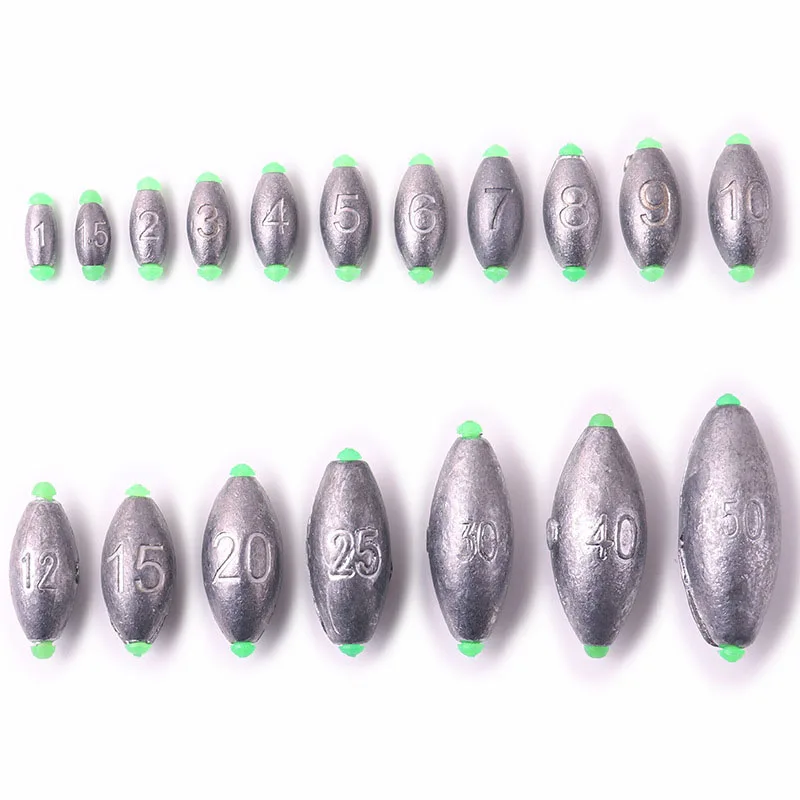 

5pcs/10pcs Fishing Weights Sinkers 2g-30g Olive Shape Slip Shot Sinkers Carp Fishing Accessories
