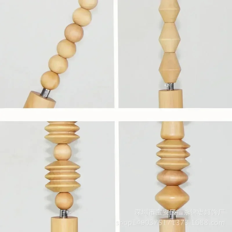 Retro style pendant lights Oak wooden geometric beads pendant lamp dinning room droplight hanging Light Fixture WJ429