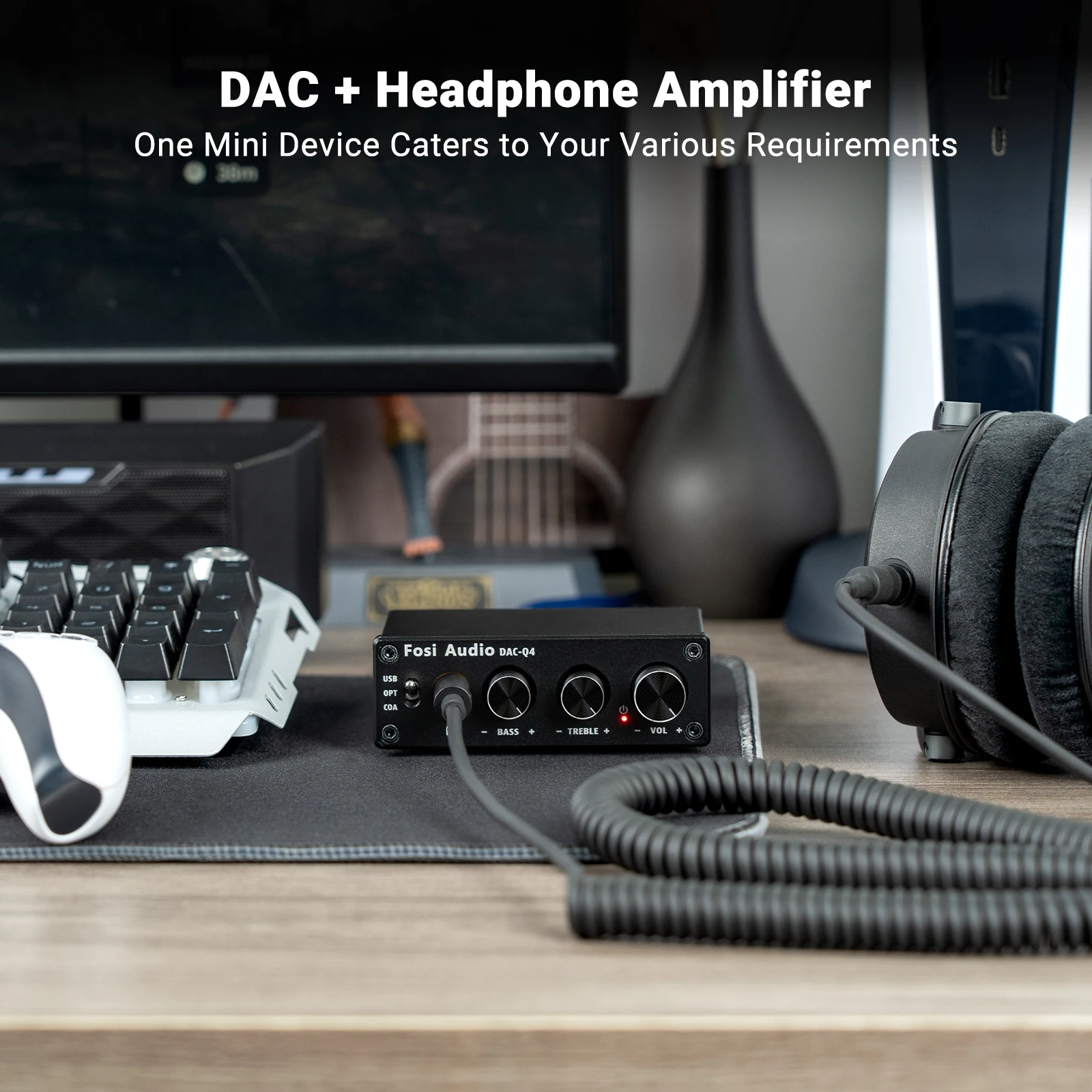 Amplificatore Per Cuffie Stereo 4 Canali: Portatile RGB Con 8 Uscite (3.5mm E 6.35mm)