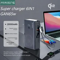 FERISING GaN 65W 6in1 Laptop Powerbank QI2 Wireless Magnetic Power Bank 20000mAh External Battery For iPhone Watch 6-9 Mackbook 1
