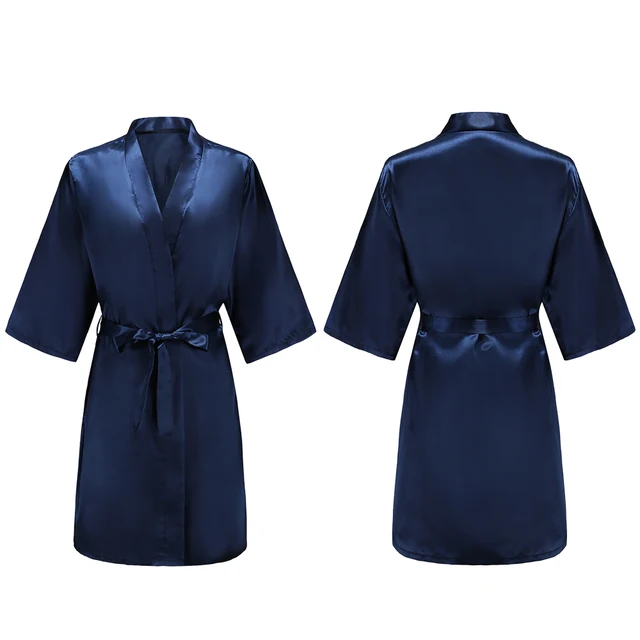 Robes courtes et soyeuses pour femmes, en Satin, pour demoiselle d'honneur, fête de mariée, vêtements de nuit