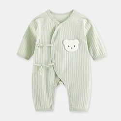 Unisex Infant Long Sleeve Cotton Knit Romper - Lightweight Seasonal Baby Outfit - 6M (Pale Green)