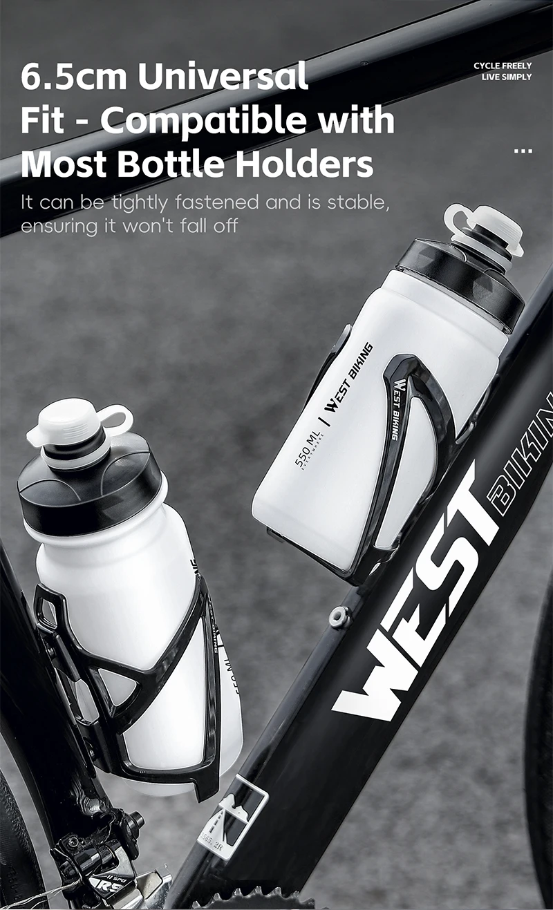 WEST BIKING Squeeze Fahrrad-Trinkflasche 550ml/720ml PP5 Outdoor-Sport Auslaufsichere Flasche mit Staubschutz Tragbarer Fahrradbecher – Detail 12