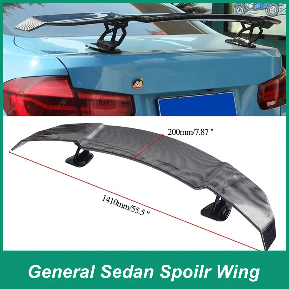 

For BMW Mercedes Benz Volkswagen Toyota Ford Honda Universal Rear Luggage Lid V Spoiler ABS Material Accessories Black Carbon