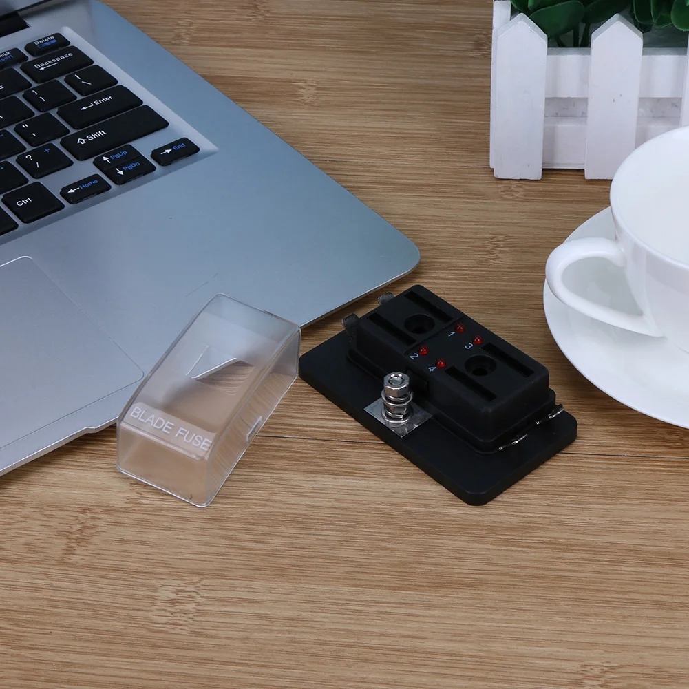 4 Way Circuits Fuse Block with LED Indicator Light Fuses Box Holder Car Fuse Holder Plastic Cover for Car Auto Boat Marine Truck