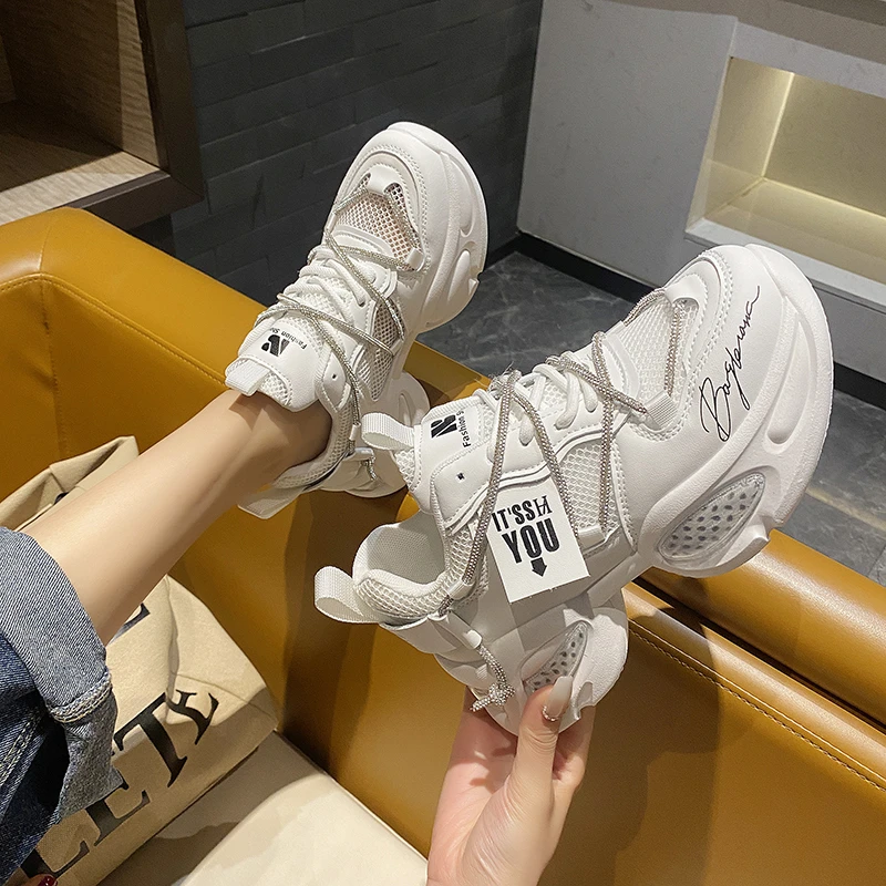 Shoes for Women 2024 Fashion Lace Up Women's Vulcanize Shoes Summer Outdoor Sport Shoes Ladies Sponge Bottom Women Sneakers