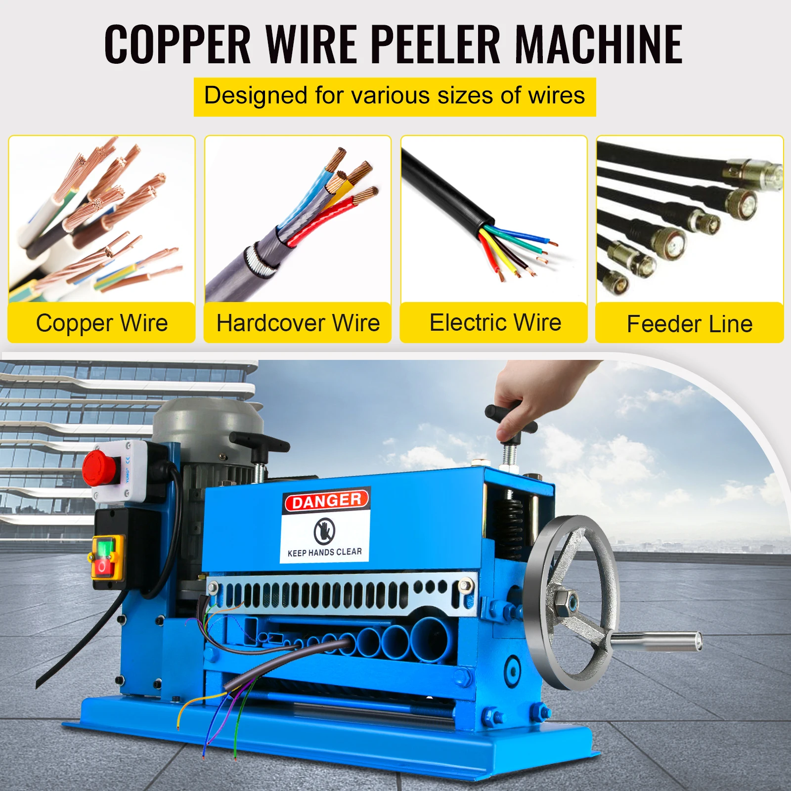 VEVOR  Best Price Wire Stripping Machine 1.5mm-38mm Cable Stripper Peeling W/ 11 Channels & 10 Blades Removing Plastic Rubber
