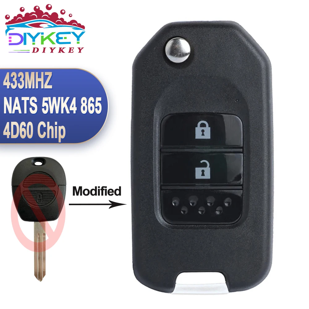 

DIYKEY NATS 5WK4 865 4D60 чип для Nissan Almera Micra первоклассный патруль X-Trail Terrano Pulsar Navara 433 Мгц дистанционный обновленный ключ