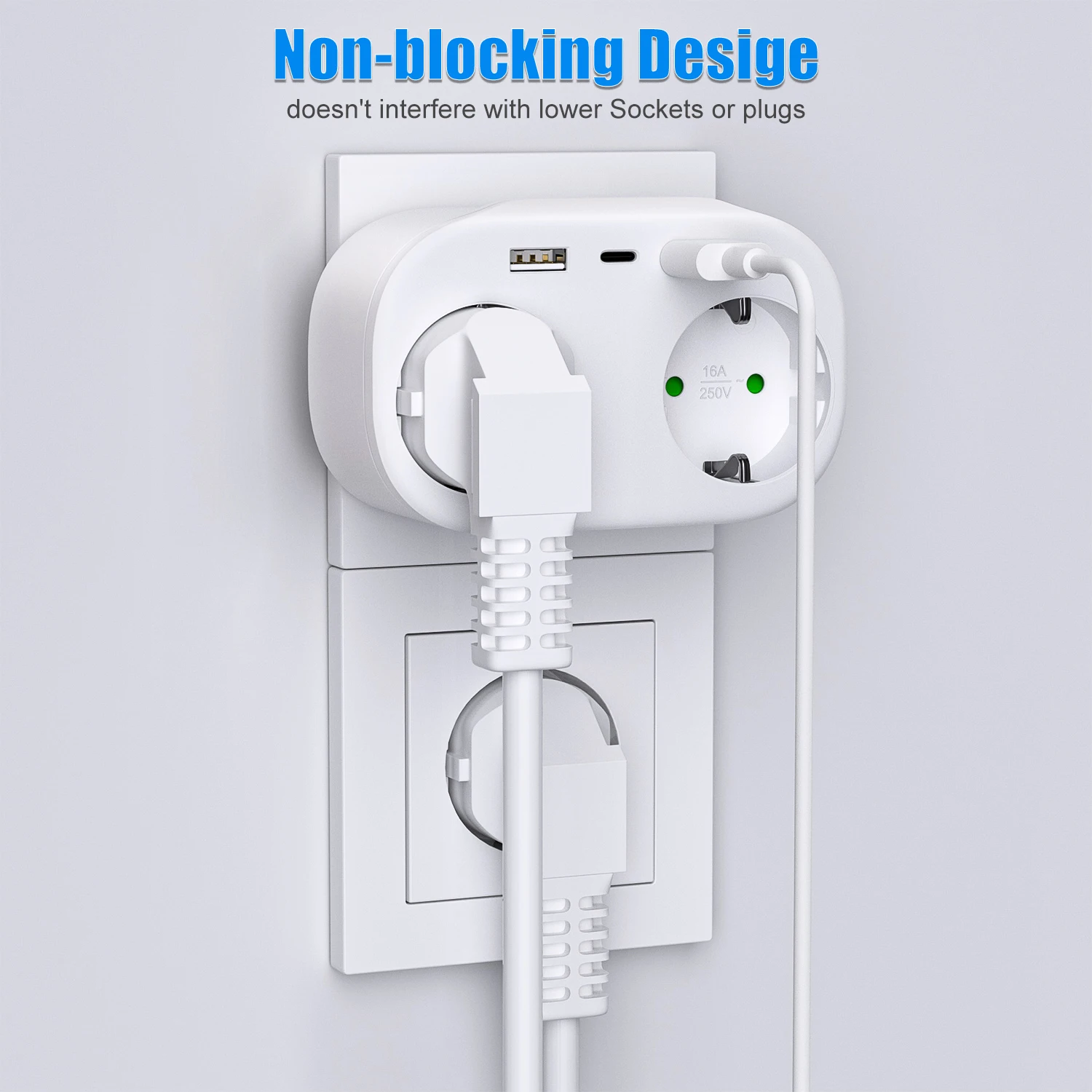 USB Socket EU Electrical Outlets Converter Double Plug Schuko Germany DE Standard Wall Plate European Power Adapter
