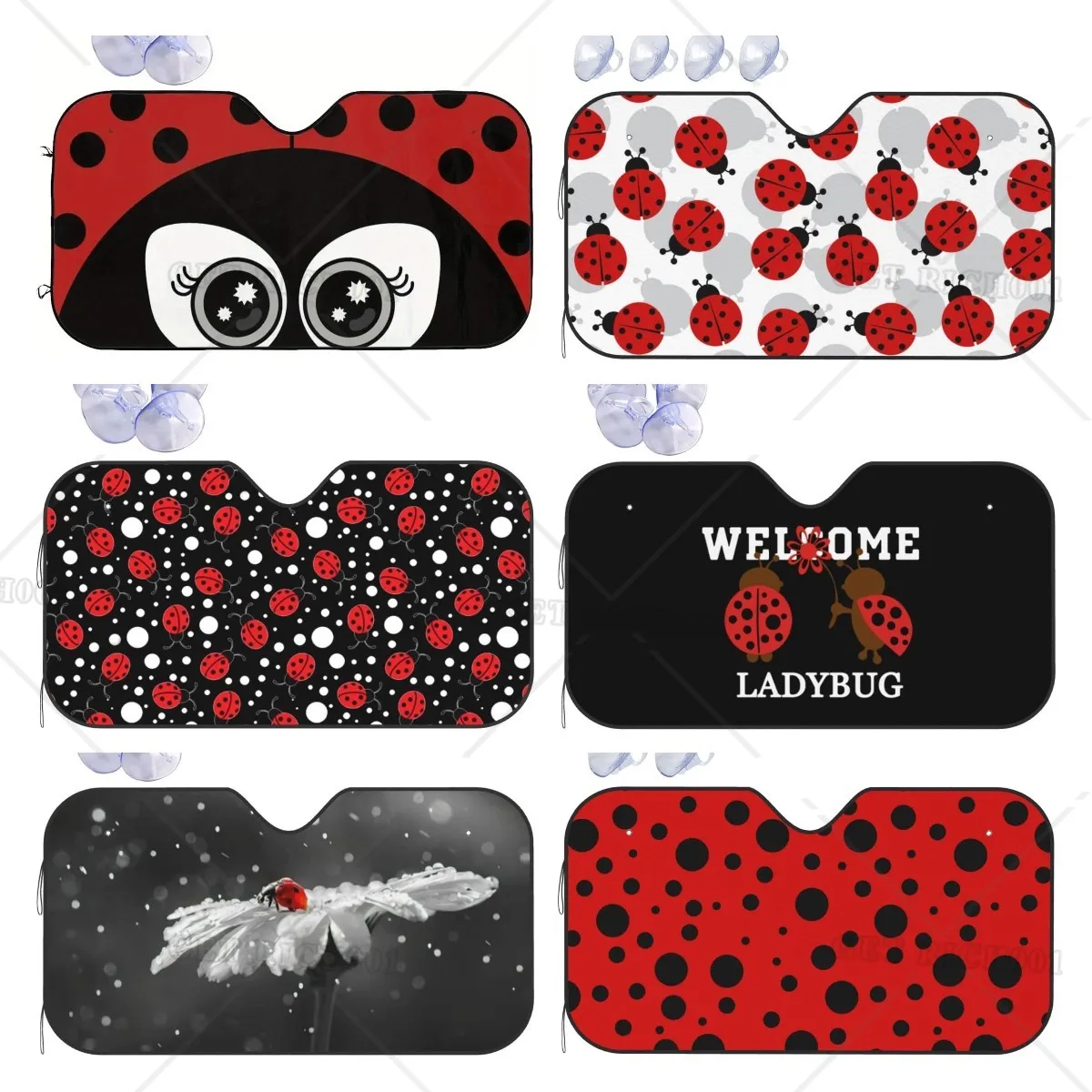 Cute Cartoon Ladybug Windshield Sunshade Car Window Sunshade S/M Size Protect Your Car From UV Rays