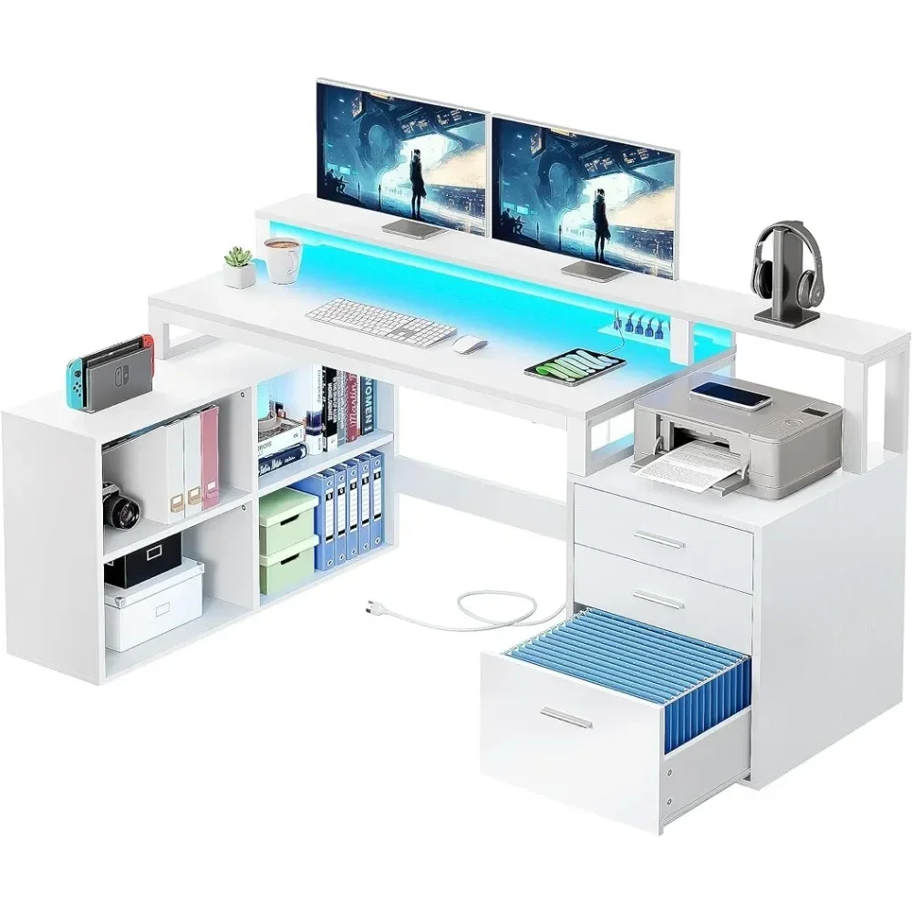 portable metal file cabinet filing cabinets divider and pencil tray storage cabinet furniture office freight free Portable Folding Table for Laptop Bed L Shaped Desk With Power Outlets & LED Lights & File Cabinet White Freight Free Furniture