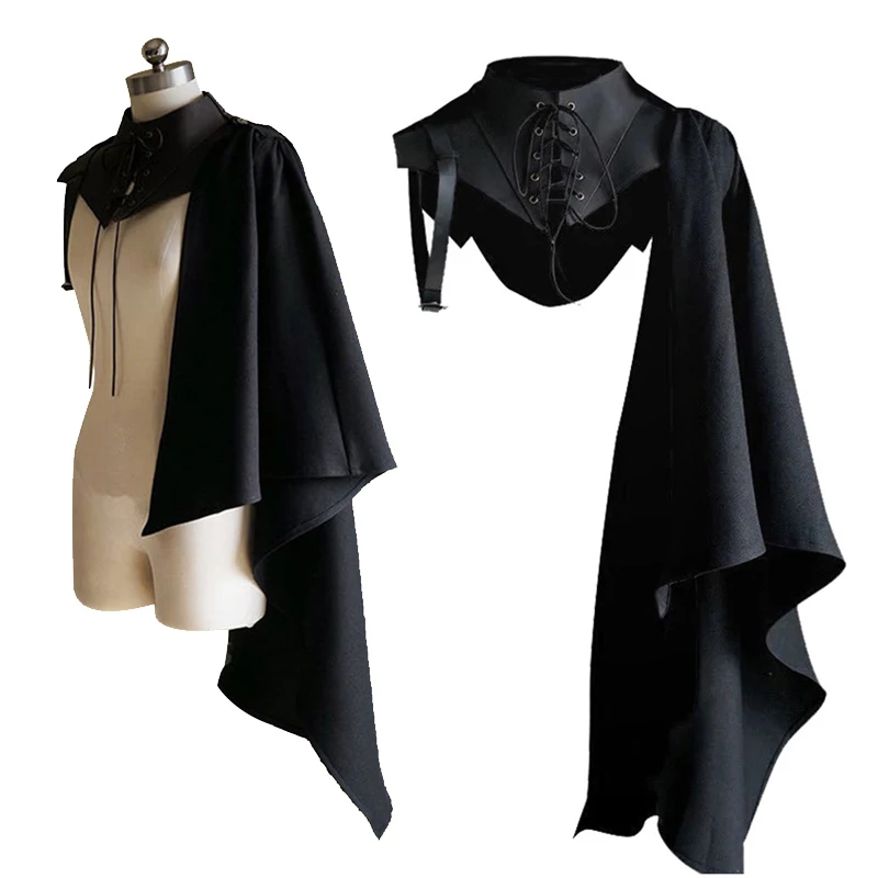 

Retro Steampunk Medieval Cape Adult Men Vintage Gothic Knight Armor Cloak Cosplay Costume Shawl Male Halloween Carnival Suit