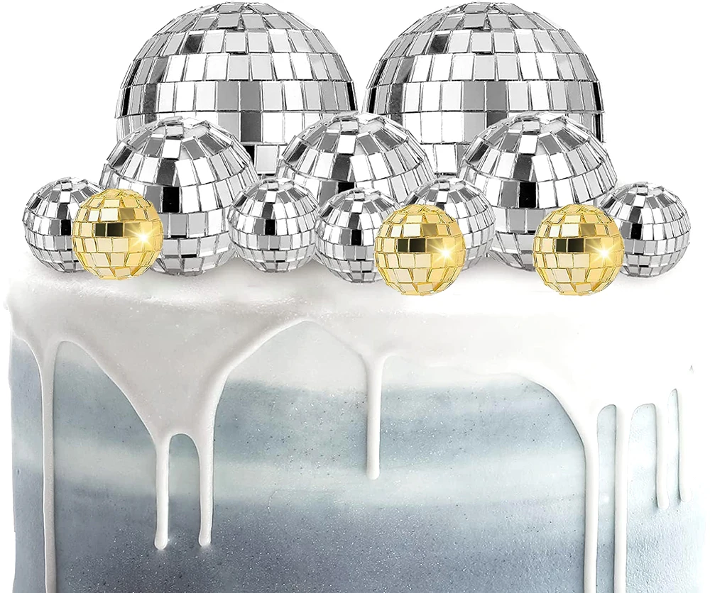 Disco Ball Kuchen Dekoration 70er 80er 90er Jahre Disco Geburtstags feier Kuchen Topper Tischdecke Spiegel Ball hängen Ornament Hochzeit Lieferungen – Detail 7