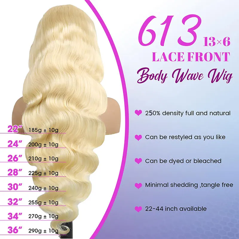 30 Inch 613 13x6 Wig Human Hair Pre Plucked 250% Density Blonde Wig Human Hair 13x4 Body Wave Lace Front Wigs Human Hair Blond 5
