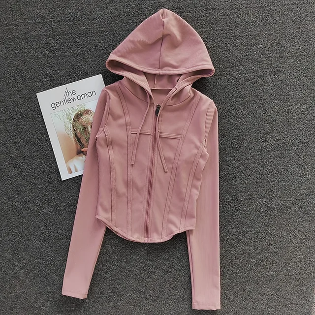 Women's Fitness Coat Hooded Cardigan Tight Quick-dry Sports Jacket Running Training Shirt Yoga Clothes Long Sleeve Sport Jacke 5
