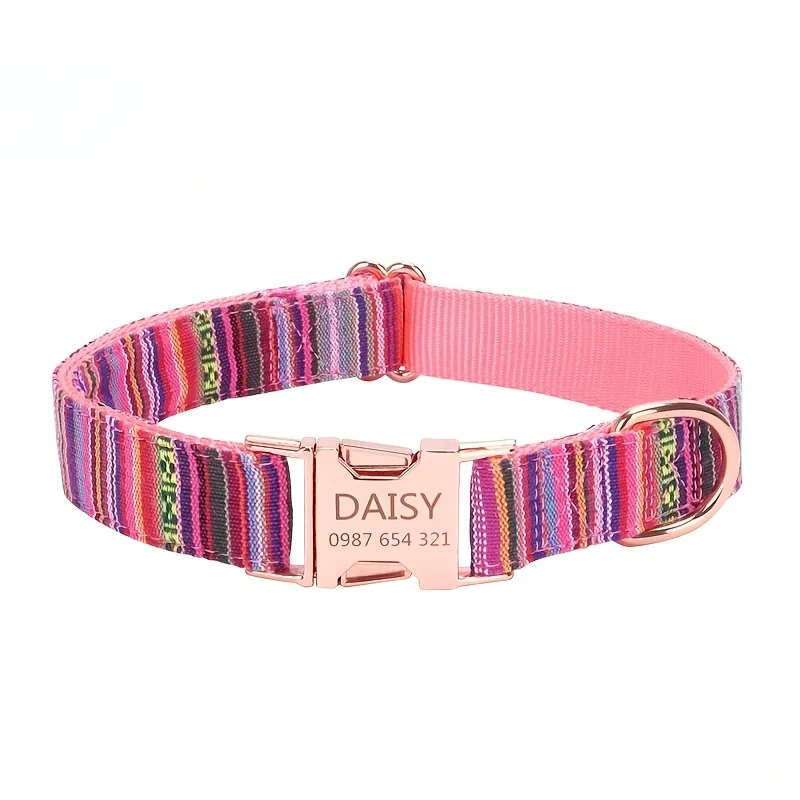 Hundhalsband med graverat metallspänne och namn_voghion.com