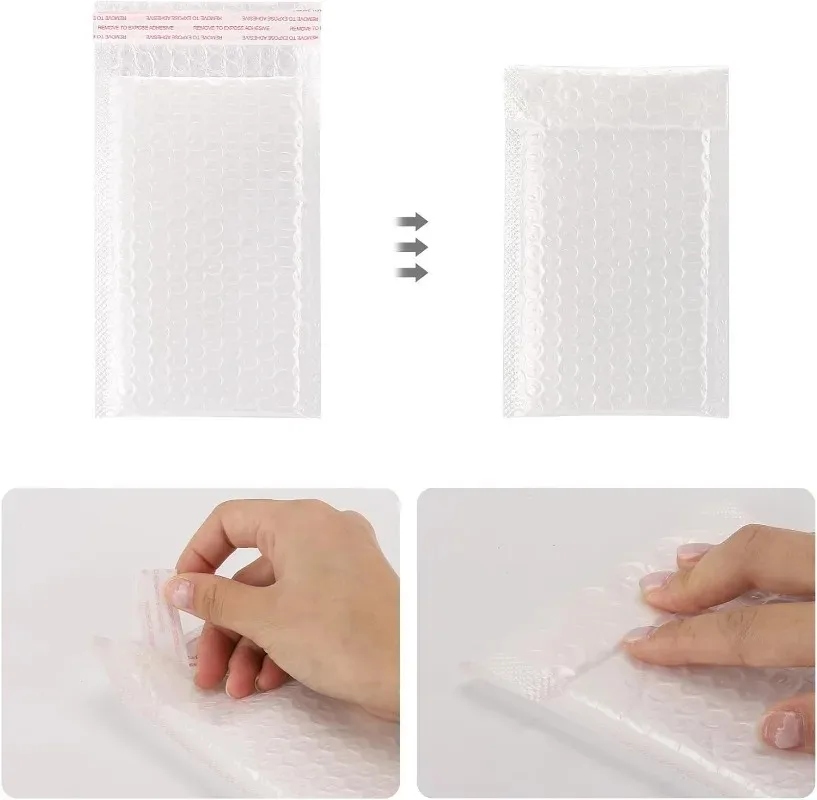 Luftpolsterumschläge im Großhandel, weiß, gepolsterter Umschlag für Verpackung, Versand, Geschenk, selbstklebende Versandtaschen, Luftpolsterumschläge – Detail 11