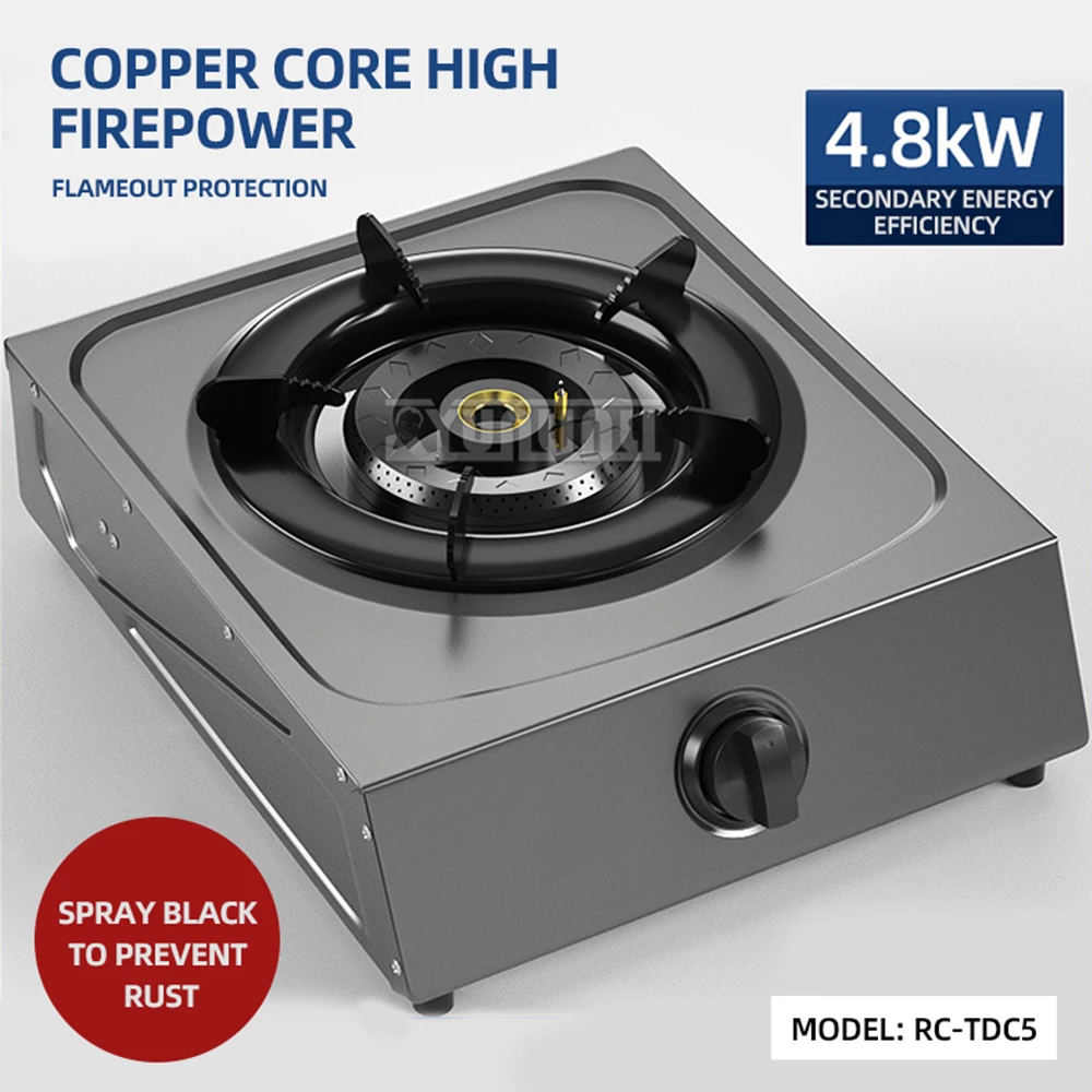 Kitchen Single Gas Cooker Household Stainless Steel Gas Stove Cooktop Energy-saving Encimera