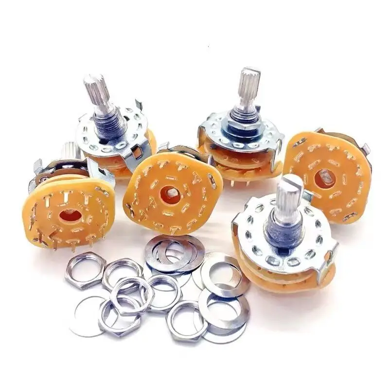 RS25 Shaft Panel Mount 1P11T 2P4T 2P5T 2P6T 3P3T 3P4T 4P3T Rotary Switch Selector Band