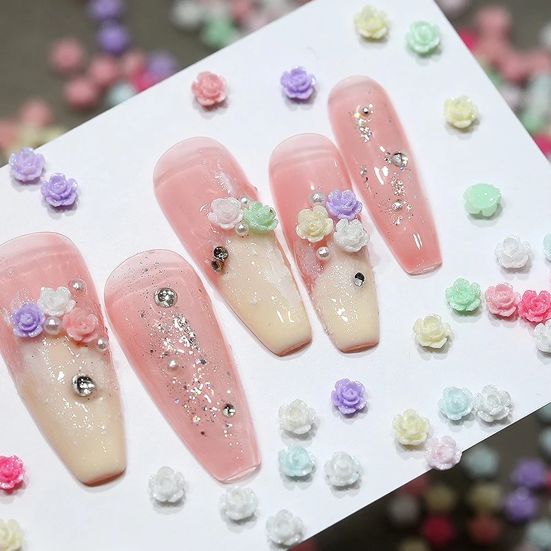 Vibrant Floral Resin Nail Art Ornaments Set