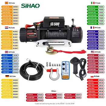 SIHAO 12V Electric Winch 13500LBS, Truck/ATV Winch with Synthetic Rope & Wireless Remote, for 4X4 Off-Road Trailer Jeep Recovery 1