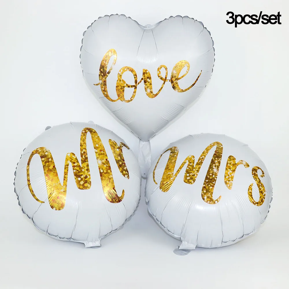 Gold Glitzer Druck Mr & Mrs LOVE Folienballons Set Braut in spe Hochzeit Valentinstag Luftballons Zubehör Hochzeitsdekorationen – Detail 3