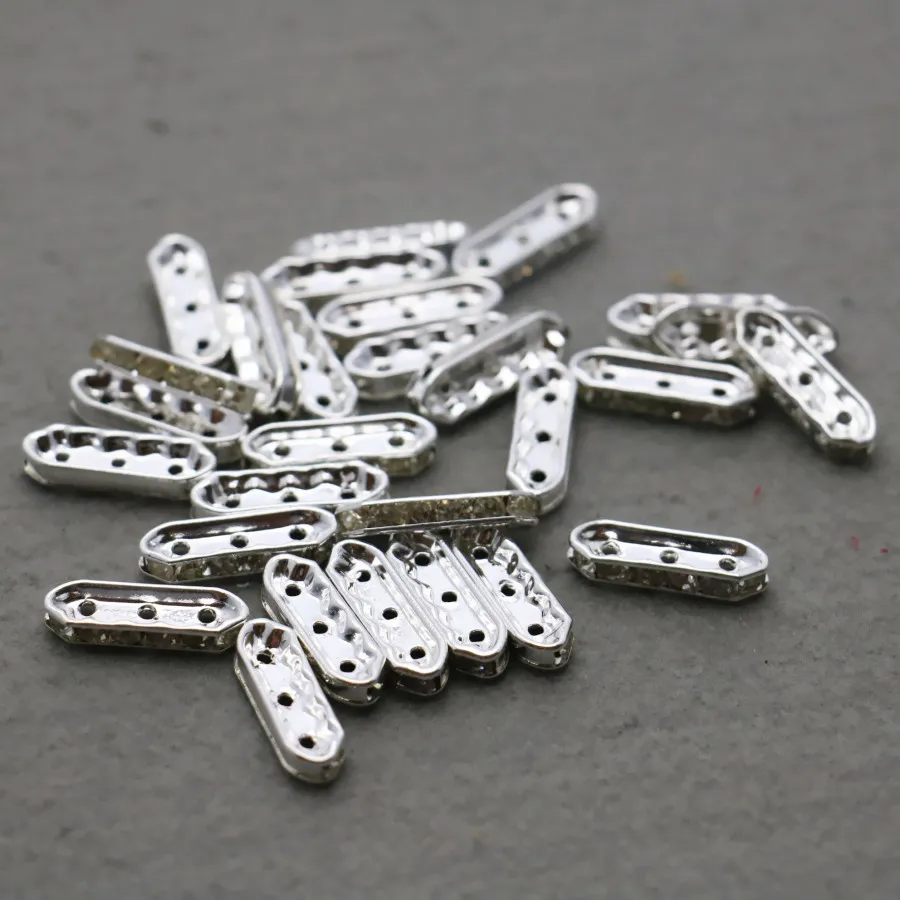 

10PCS Wholesale Silver-plate Rectangle Separate Beads Rhinestone Metal Fittings Accessory DIY Jewelry Making Design Boutique