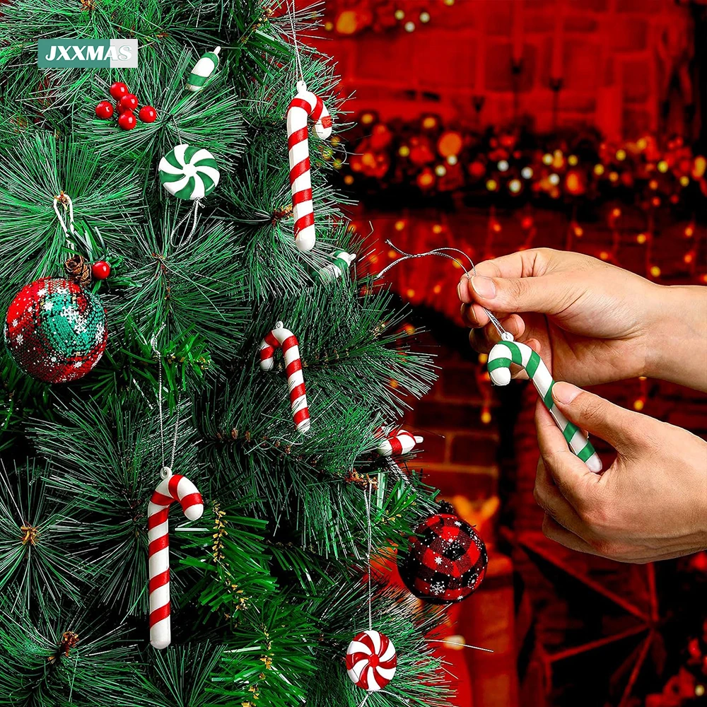 Ornement De Noël Bonhomme De Neige - Thème Bonbons Menthe Poivrée - Argile Rouge
