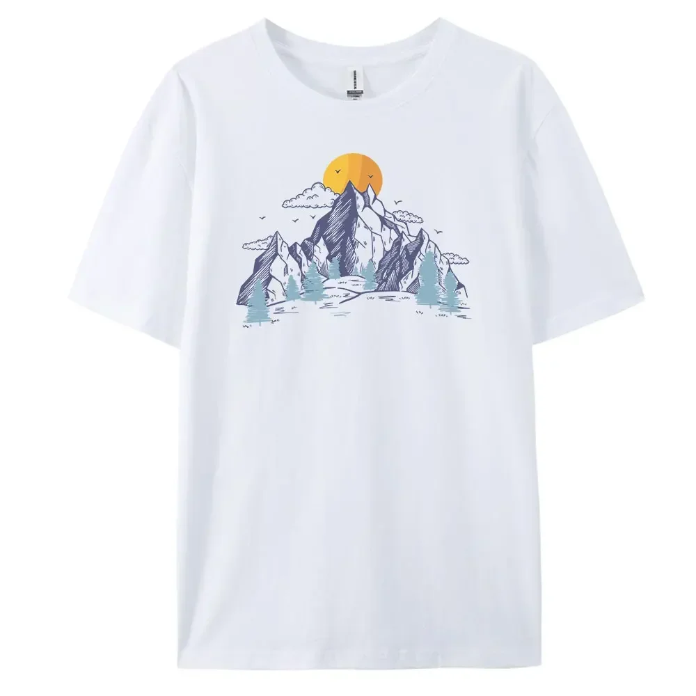 Lässiges Kurzarm-T-Shirt für Berg männer mit 100% Baumwolle, T-Shirts mit Mode druck in Übergröße