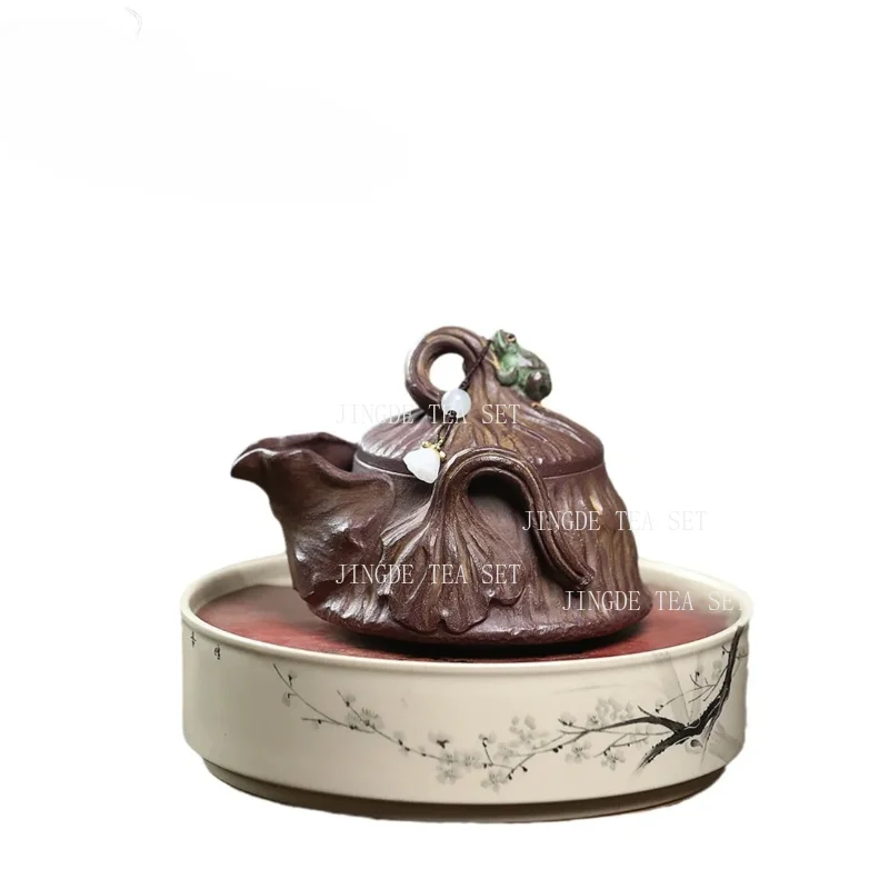 190ml Yixing Purple Clay Teapot Original Ore Section Mud Creative Frog Lotus Seed Hand-held Kung Fu Tea Set Chinese Tea Kettle