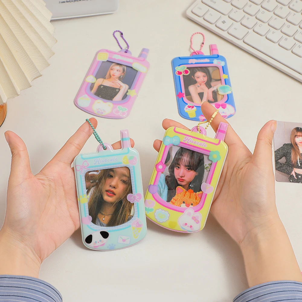 Kawaii Mobile Phone Shape Foto Cartão Titular Cartoon Idol Foto Protetora Display Photocards Protetora Titular Papelaria Escolar