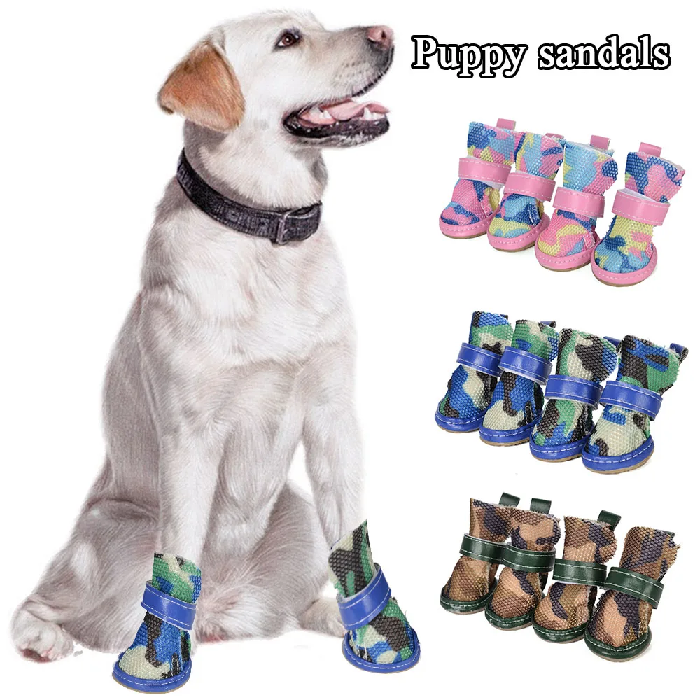 

Summer Camouflage Puppy Sandals Summer Wear-resistant Dog Shoes Casual Small Dogs Shoes Breathable Soft Bottom Mesh Shoes