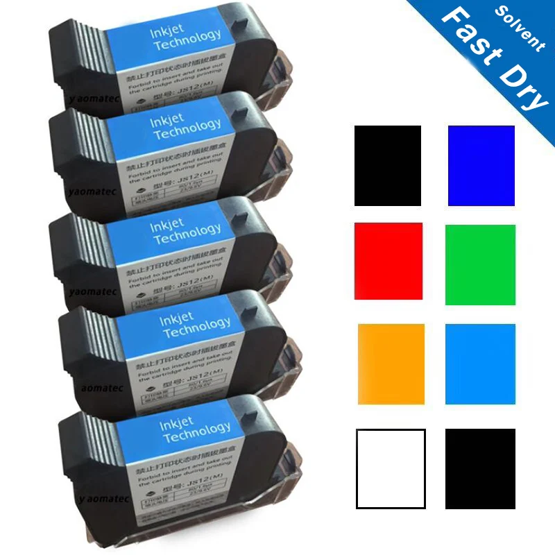 

New A level high adhesion JS12 compatible HP JS12 Quick fast dry Eco solvent 12.7mm handheld online inkjet printer ink cartridge