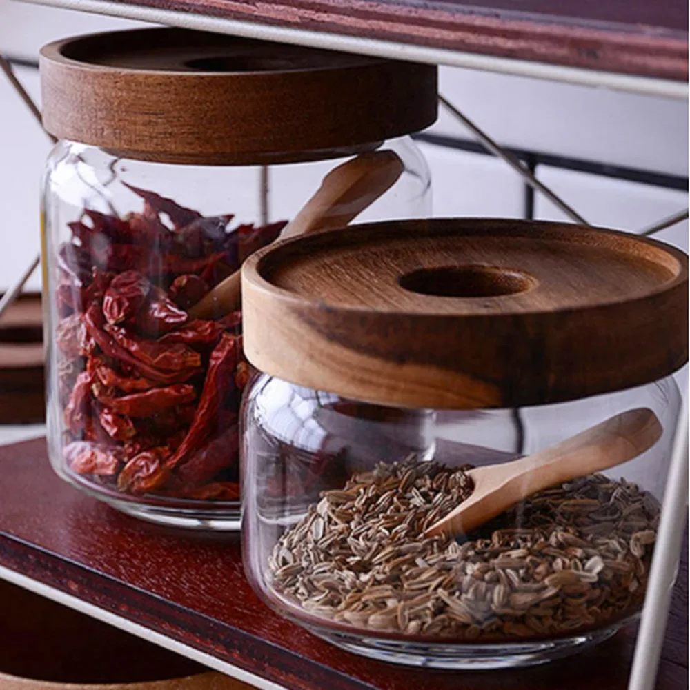 Mini Spoon Wooden Small Natural Seasoning Short Handle Tea Cooking Salt Powder Sugar Jar Scoop Baby for Home Kitchen Gadget