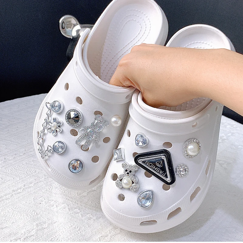 Cute Animals Jewelry Chain Charms for Crocs Shoes Cartoon Bear Triangle for Croc Accessories Set for Kids Girls Women Decor