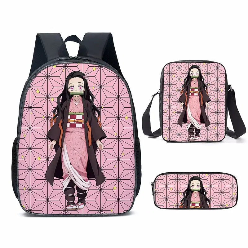 cat woman costume Demon Slayer Anime Backpack Kimetsu No Yaiba Bags Kamado Tanjirou Student School Bags for Girls Boys Three-Piece Notebook Bag naruto outfits Cosplay Costumes