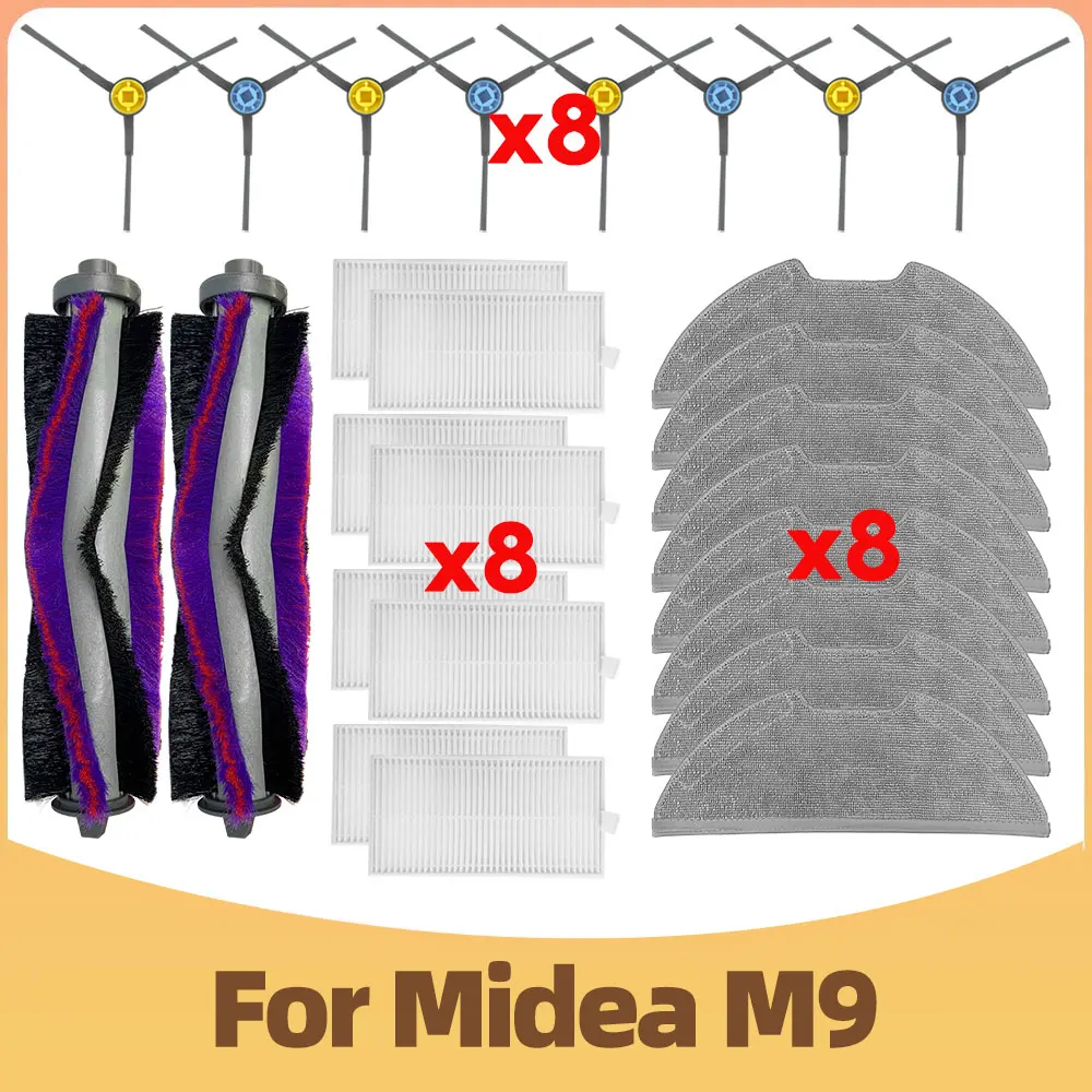 Compatível com Peças de Reposição para Aspirador de pó Robô Midea m9 Escova Lateral Principal Mop Pano Filtro Hepa