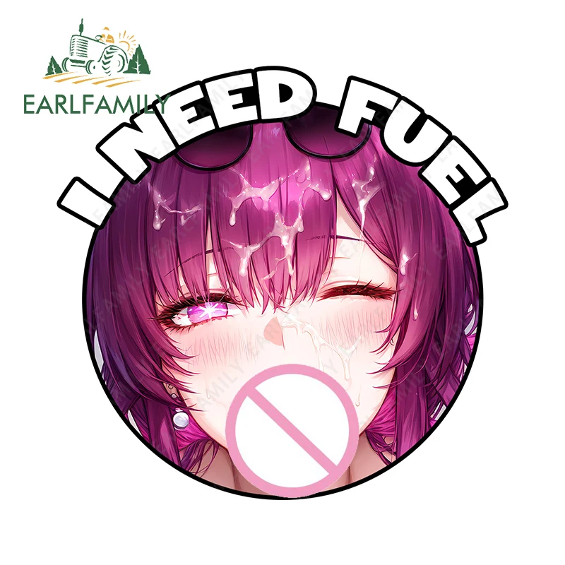 EARLFAMILY Anime I Need Fuel Car Sticker Kafka Ahegao Face Honkai Star Rail Decal Suitable for Fuel Tank Cap Car Accessories