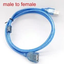 High Speed Transparent Blue USB 2.0 Extension Cable - Male to Female Connection, Available in Various Lengths - 1m (Male to female)