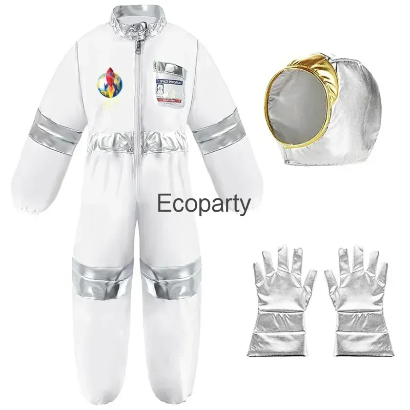 Kids Deluxe Space Astronaut Costume For Girls Boys White Rocket